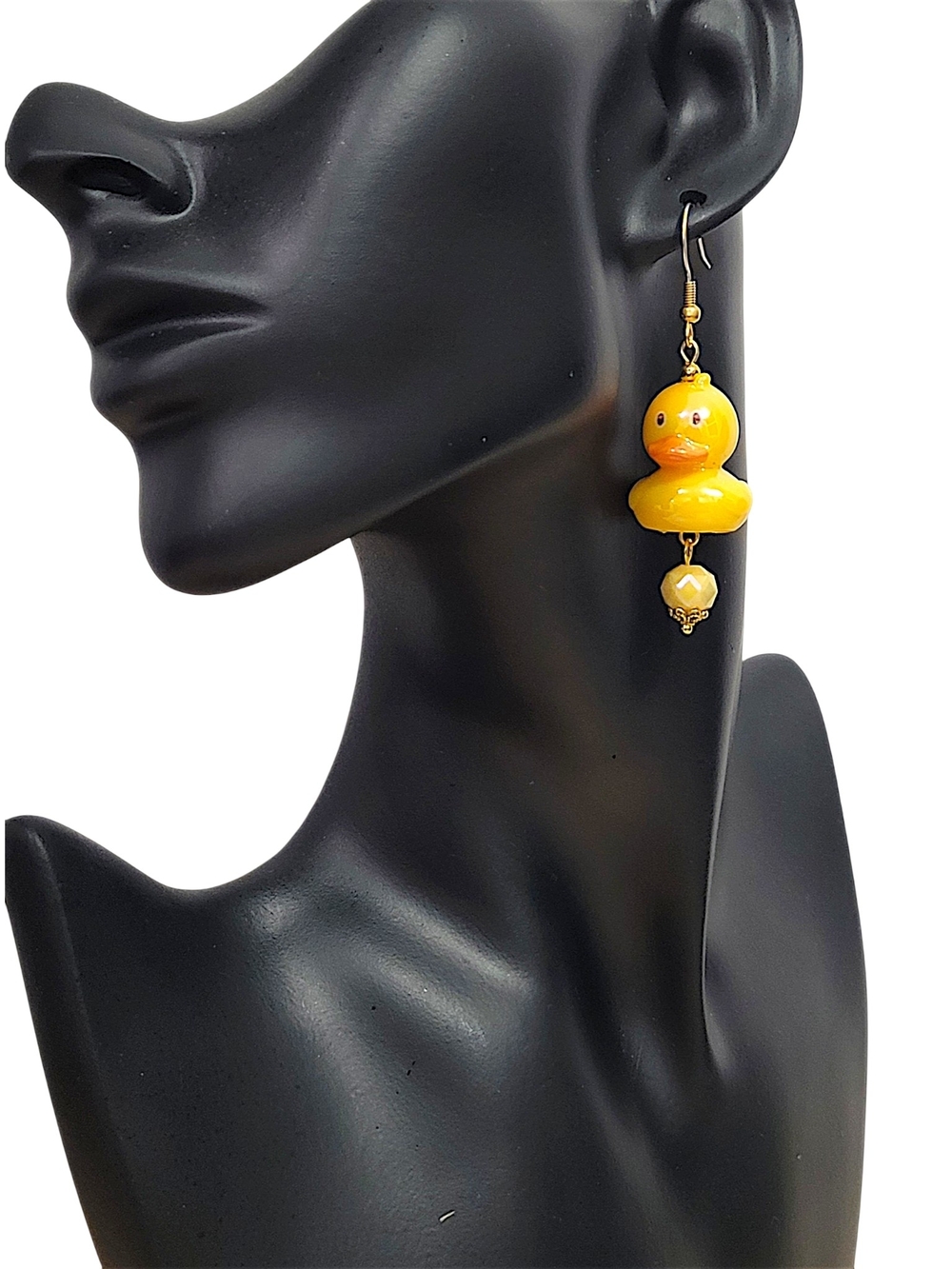 Hand Crafted Yellow Duck Dangle Earrings